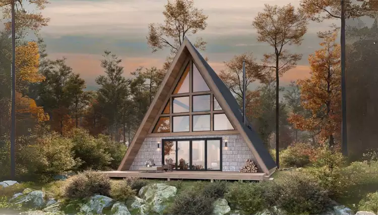 image of a-frame house plan 8050