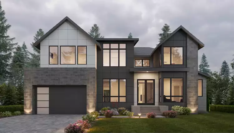 image of mid century modern house plan 7295