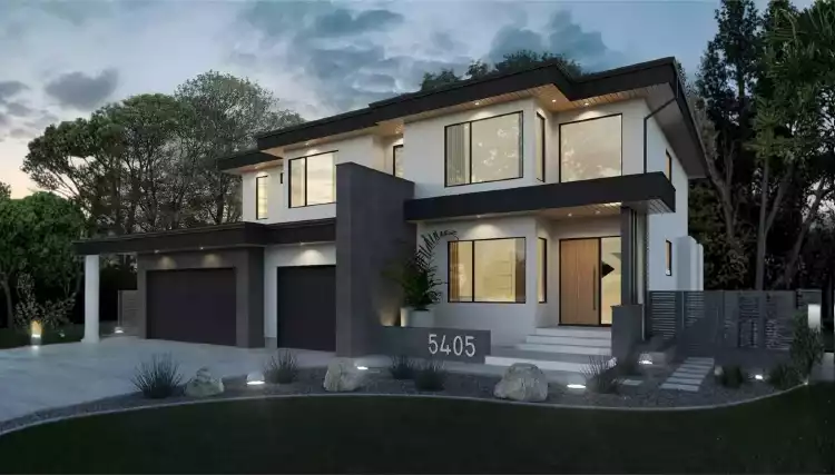 image of mid century modern house plan 10985